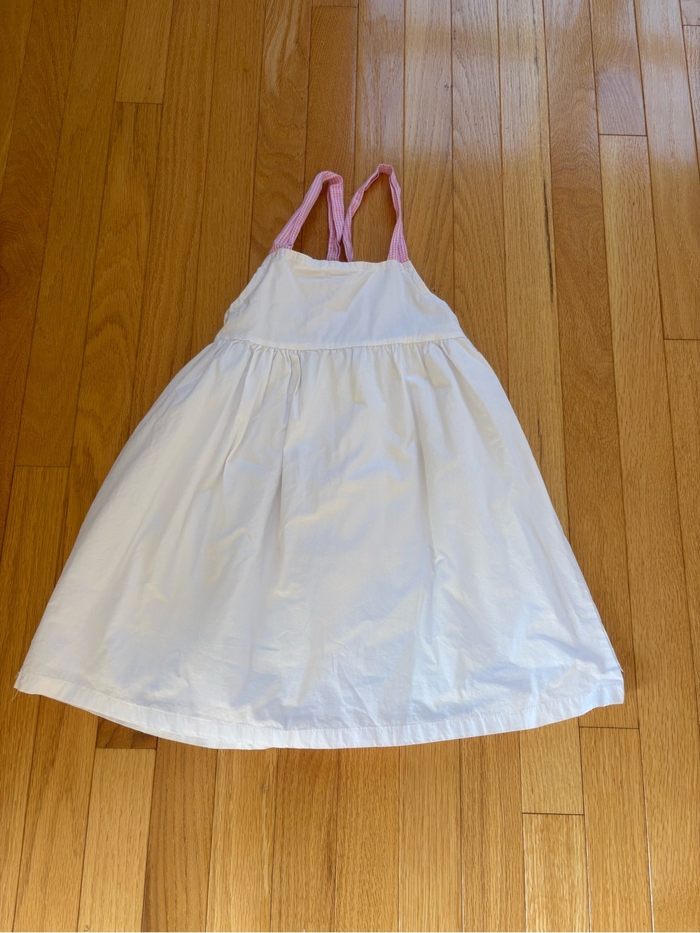 Girls' White Sundress with Pink Straps